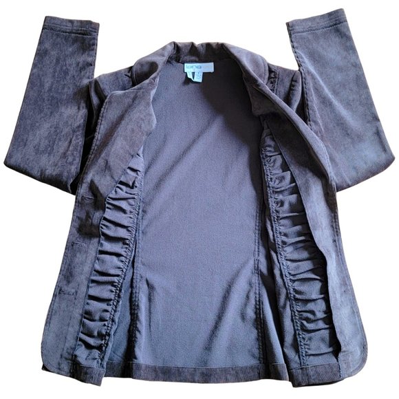 Lana Lee Women's Jacket Brown Corduroy Ruffled Trim Details Small (GUC) - Picture 7 of 8